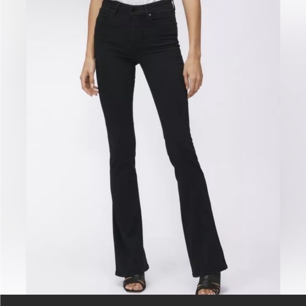PAIGE High Rise Lou Lou Flare jeans in black Size 25
